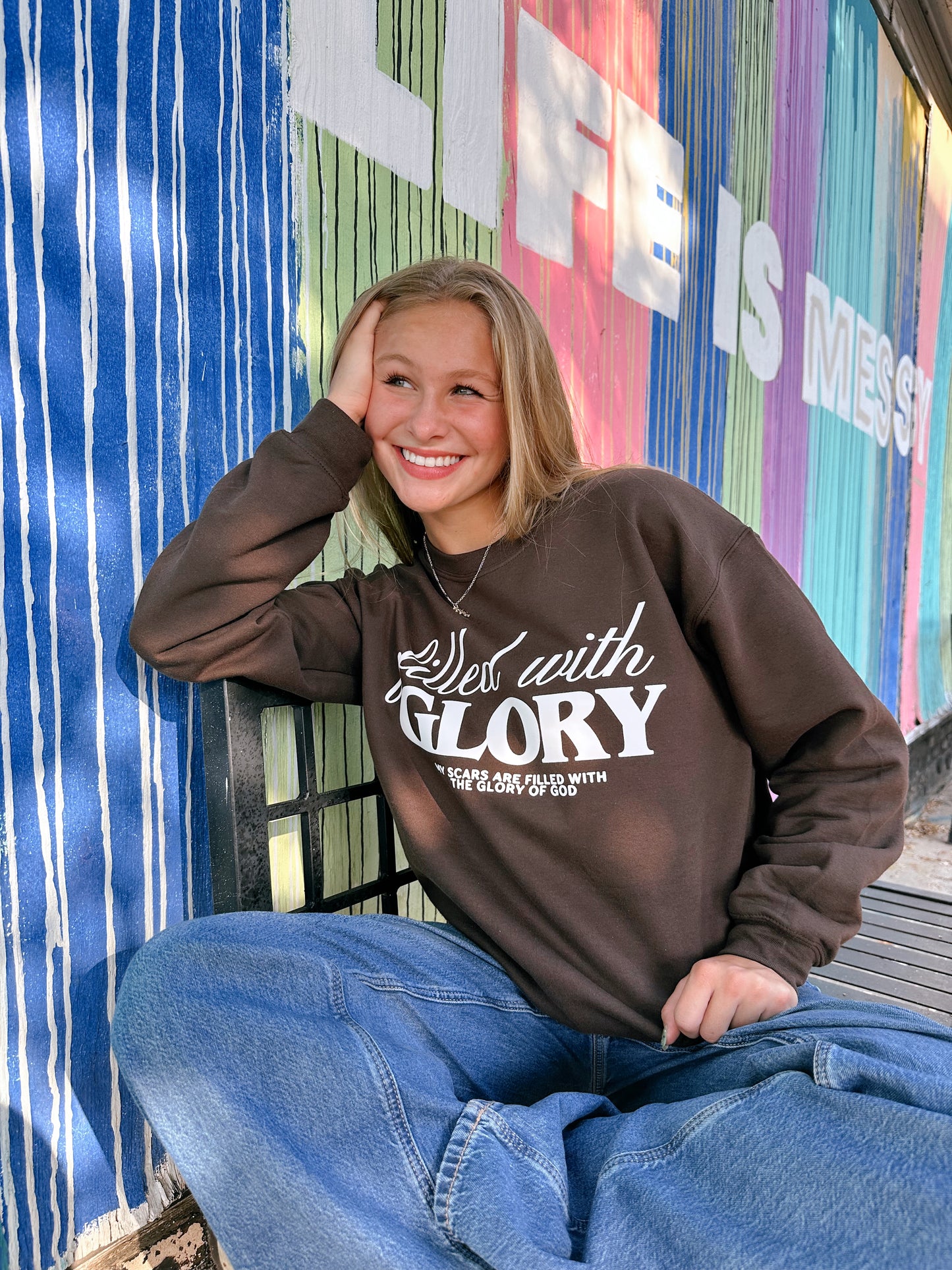 Filled With Glory Crewneck - Dark Chocolate