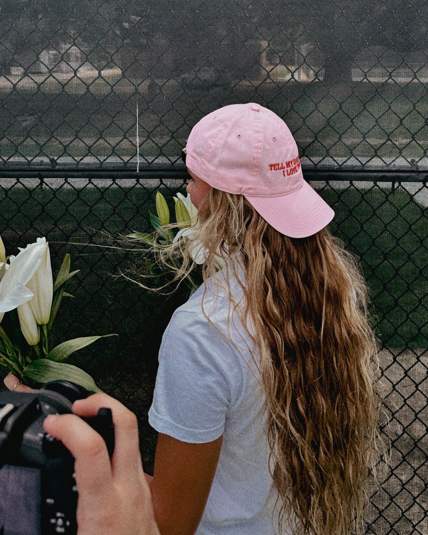 Pink Embroidered Cap - "Tell My Daughters I Love Them"